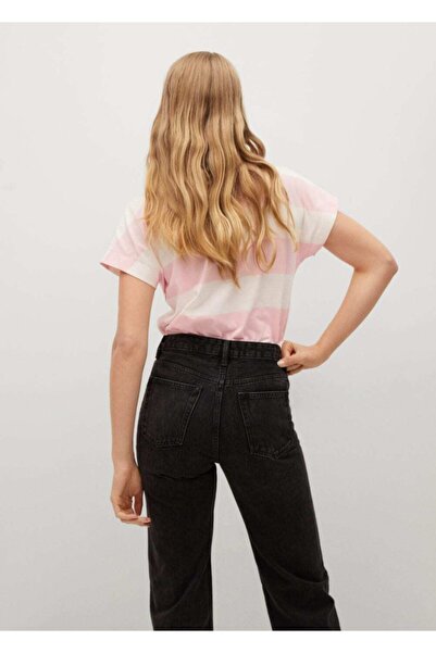 MANGO Woman Kadın Pembe Gündelik Koton Tişört
