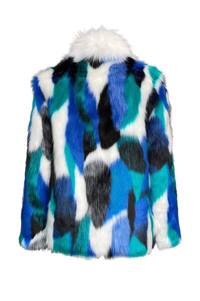 FUREVER FASHION Patchwork Kürk Hakim Yaka Kaban