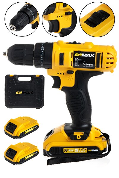 stilmax Germany Samsung Bataryalı 58 V 8ah Darbeli Şarjlı Matkap Vidalama Seti Çift Akülü 2 Yıl Garantili