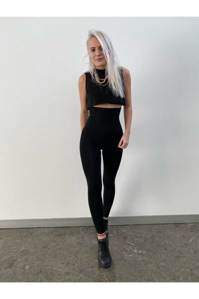 Momslab Ženske crne korset leggins