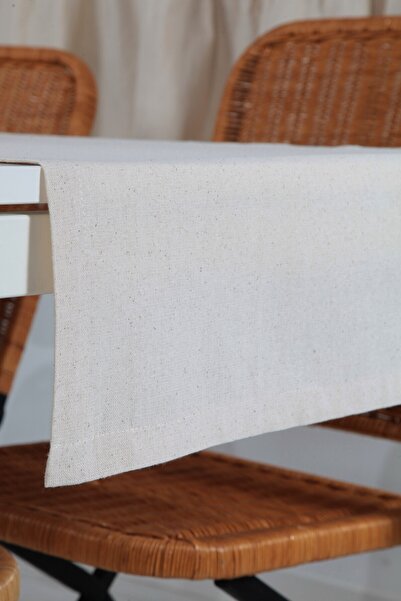cotton maison Naturel Runner Düz Pamuk Keten Otantik 40x110 Cm