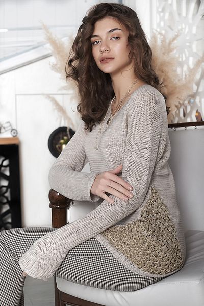 AVORWE Pulover din tricot cu sclipici pe laterale de sezon nou