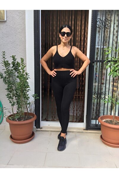 jilly jo Γυναικείο μαύρο χειμωνιάτικο πλεκτό κολάν από ατσάλι