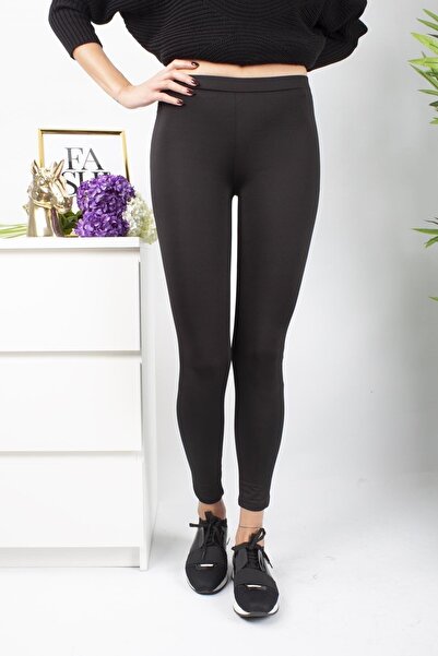 bejamonti Дамски черни клинове с повдигната материя за гмуркане с нормална талия