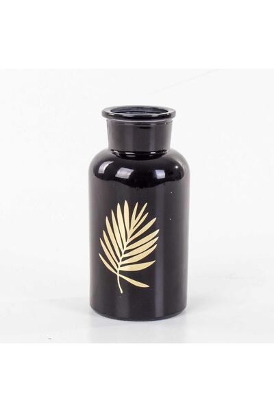 Euro Flora Yaprak Desenli Cam Vazo 8X16 Cm Cm