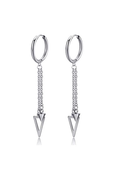 Köstebek Tassel Chain Triangle Pendulum Earrings Double