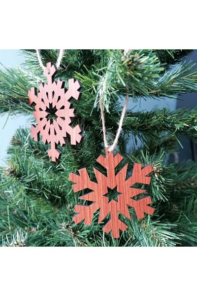 LEYLASER 3mm Ξύλινο Καφέ MDF Snowflakes Σετ 6 τεμαχίων