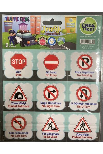 CREA Trafik Işaretleri Ingilizce Türkçe Etiket