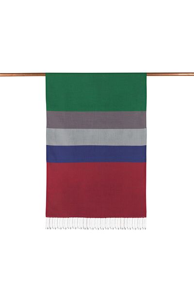 ipekevi Şal de mătase cu dungi verde smarald