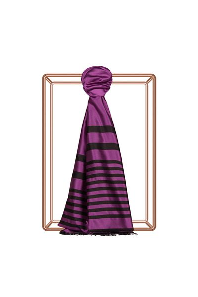 ipekevi Lilac Focus Meridian Striped Silk Shawl