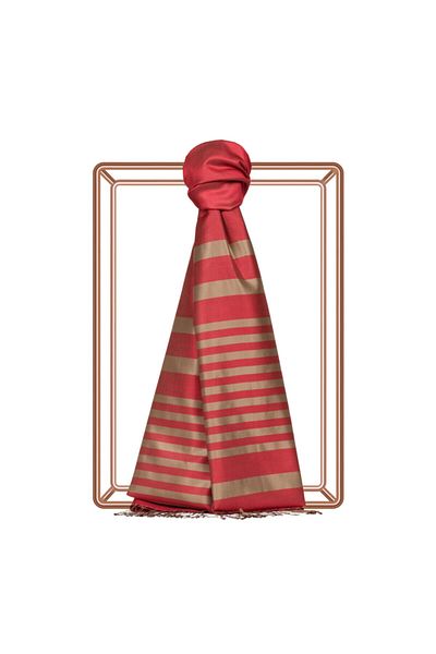 ipekevi Mountain Strawberry Focus Meridian Stripes șal de mătase