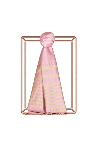 ipekevi Μεταξωτό σάλι Candy Pink Focus Meridian Stripes