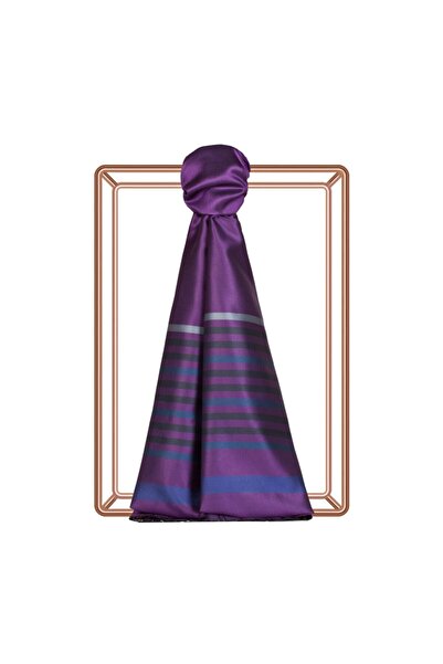 ipekevi Şal de mătase cu dungi Meridian subţire violet violet