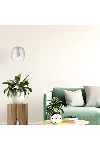 Vogue Eva Aydınlatma Modern Cam Sarkıt Çatlatma Desen Şeffaf Tekli Avize 18x1...