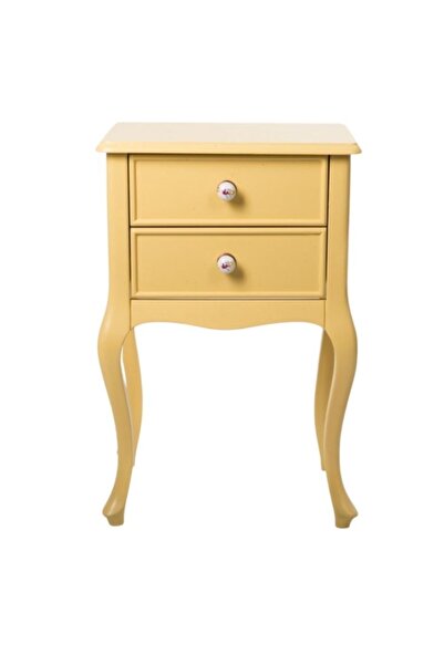 ROYS AHŞAP Ahşap 2 Çekmeceli Masif Lake Sarı Komodin Telefonluk