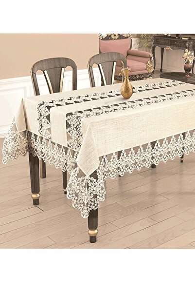 safir home collection Calve Masa Örtüsü 160*260 Cm Lüx Fransız Dantelli 12 Ki...