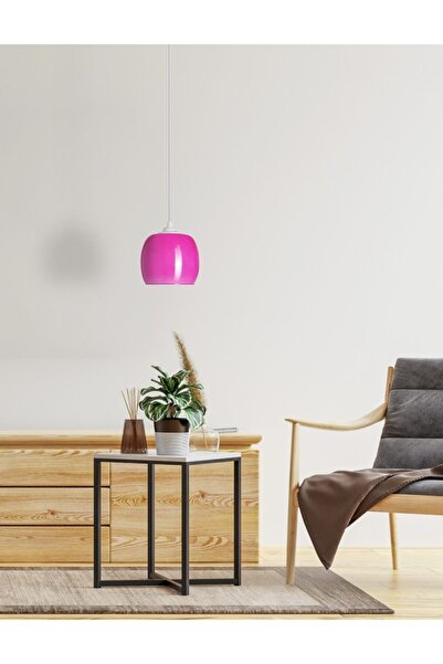 Vogue Eva Aydınlatma Modern Cam Sarkıt Küçük Boy Pembe Renk Tekli Avize 14x14...