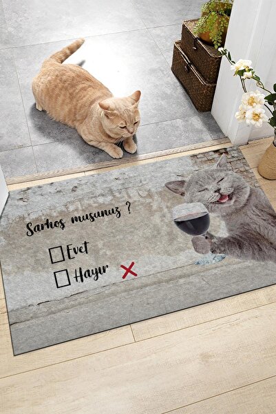 Buket Home Sarhoş Musun Kapı Önü Paspası Dekoratif Kapı Paspası Dış Mekan Paspas Ev Içi Paspası