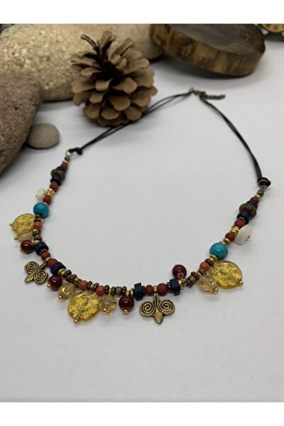 Porsuk Alternatif قلادة مصنوعة يدويًا من الخرز الزجاجي الأصلي العرقي