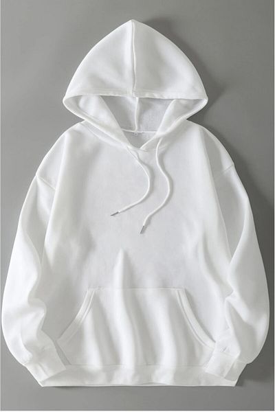 MODAGEN Φούτερ με κουκούλα Unisex Oversize White 90's