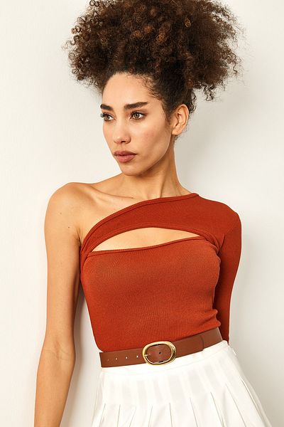 XHAN Women's Tile Chest Low-cut Camisole Blouse 2KZK2-12050-16