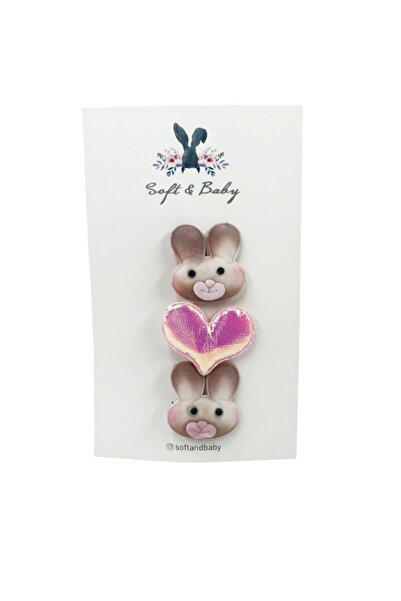 Soft and Baby 3-dijelna kopča u obliku zeca i srca