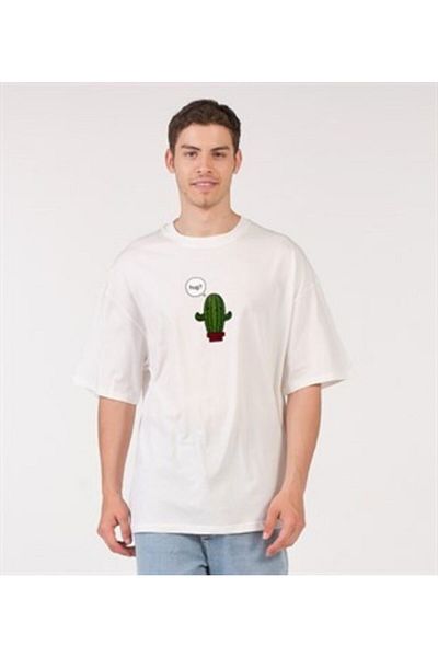 to COSMOS Oversize T-shirt Hug Cactus Printed Ecru Unisex (men-women)