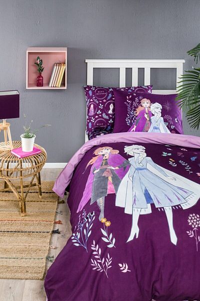 Özdilek Set de husă de pilota cu licență pentru o singură persoană Frozen Natural Purple