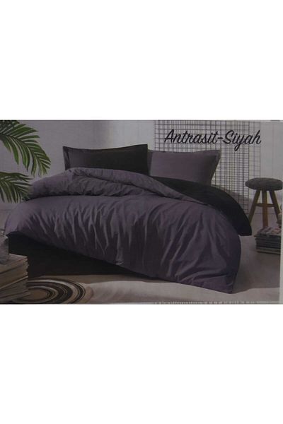 Özdilek Duvet Cover Set Anthracite Black Color Mix Plain