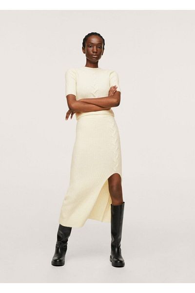 MANGO Woman Women's Ecru Skirt