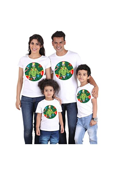 HediyeMania Set de tricou tricouri albe pentru familie de Anul Nou, din bumbac, mărime de familie de lux