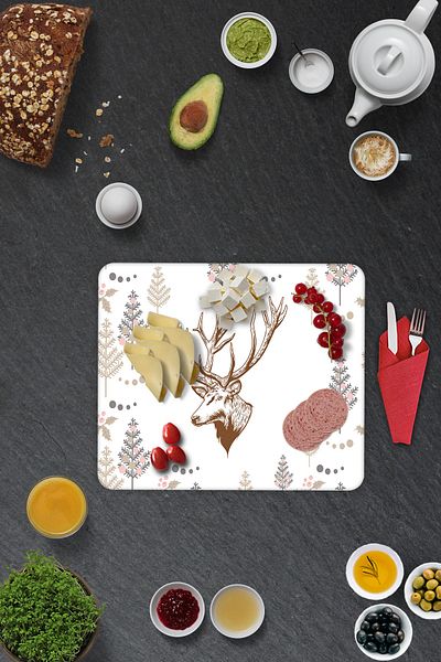 Decorita Set of 2| Glass Plate - Breakfast Plate - Cake Plate| Cervus Deer| 29cm X 34cm