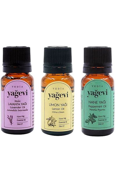Yağevi 10ml Pure Lavender, Lemon and Mint Oil - Essential Oil Set of 3
