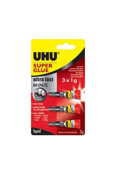 Uhu Super Glue 3 Pieces Mini Adhesive 45420
