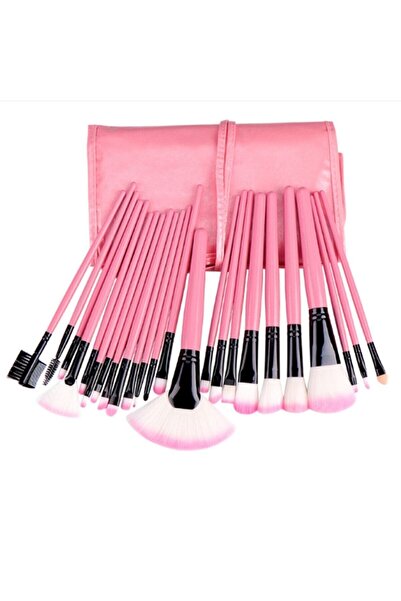 İzla 24 Parça Çantalı Makyaj Fırça Seti Pembe