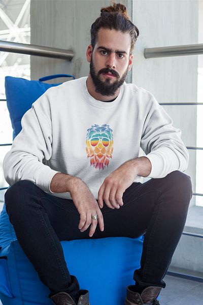 SUNFREE Unisex Oversize Φούτερ Aslankafa με στάμπα