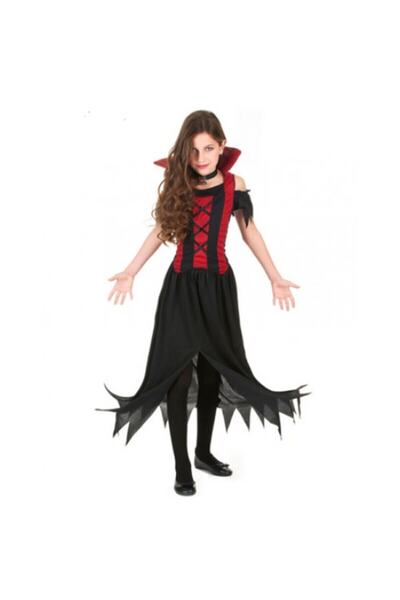 MY Kostüm Kız Çocuk Siyah Drakula Cadılar Bayramı Kostümü