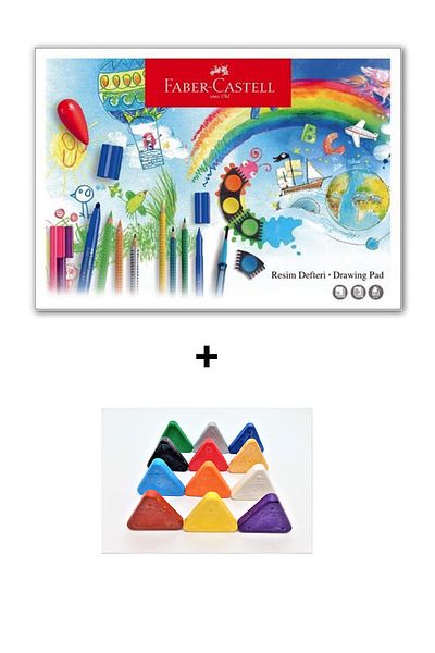 Faber Castell Bloc de pictură și 12 creioane triunghiulare distractive