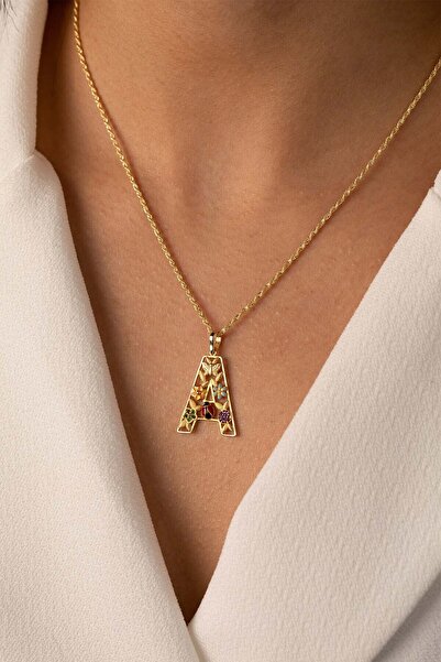 YAVUZ KUYUMCULUK 14 Ayar Altın Figürlü Harf Kolye