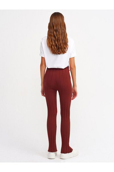 Dilvin 70153 Flared Leg Knitwear Trousers Dark Brown