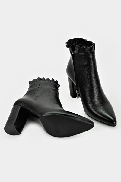 TUNAELLİ Kadın Siyah Hakiki Deri 35-41 Numara Bot & Bootie