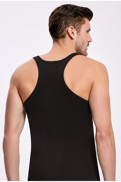 Tutku Men's 6-Piece Black Rib Sports Undershirt Mrt0118s6