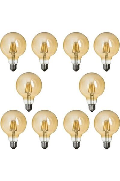 Edison G95 Flamanlı Rustik Led Ampul 10'lu Dekoratif Vintage Aydınlatma - Gün Işığı Büyük Led Tasarruflu
