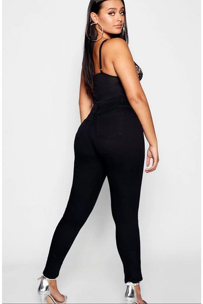 sinemstyle Women's Black Large Size Lycra Jeans