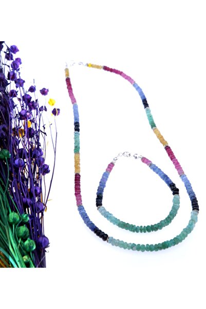 OSMANLI DOĞAL TAŞ Sertifikalı Doğal Taş Kolye Ve Bileklik Takımı - Zümrüt-saf...