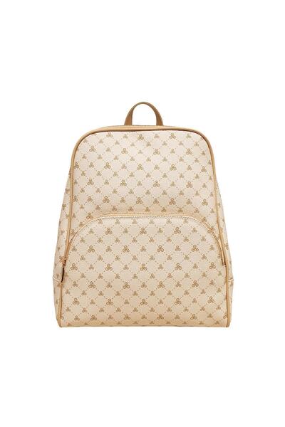 Ysmn Γυναικείο σακίδιο πλάτης με μονόγραμμα Μπεζ Yc041581slg