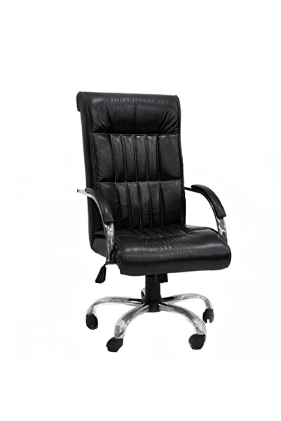 Herkese Mobilya Stella Siyah Deri Makam Koltuğu Ofis Koltuğu Çalışma Koltuğu