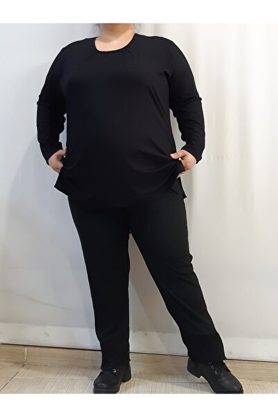 Mertcan Butik Black Combed Cotton Viscose Pajama Set