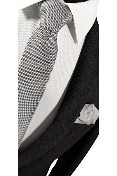 BLC Basic Line Co. Комплект носна кърпичка Dobby Tie в сребристосив цвят