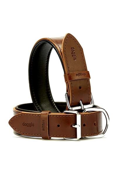 Doggie Yumuşak Pedli Firstclass Deri Boyun Tasma Kahverengi 4x47-55 Cm